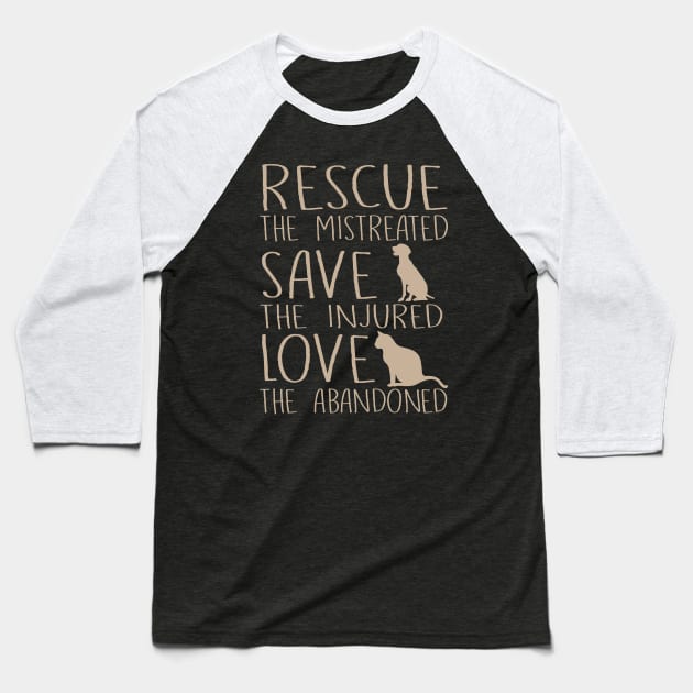 Rescue Save Love Pet Adoption Rescue Animals Baseball T-Shirt by Wishtopia